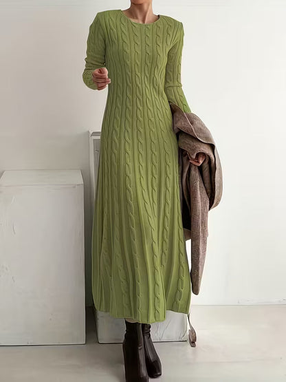 Dorothea | Women's Winter Cable Knit Sweater Dress Long Sleeve