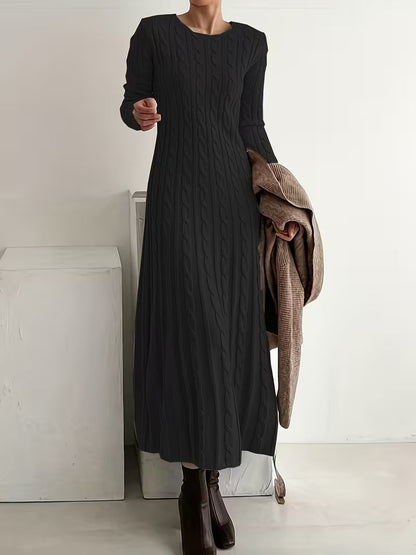 Dorothea | Women's Winter Cable Knit Sweater Dress Long Sleeve