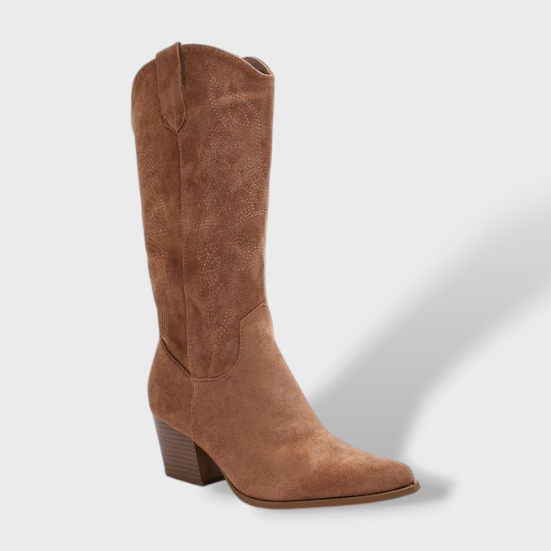 Dulce | Botas Cowboy de Camurça Mulher Cano Alto