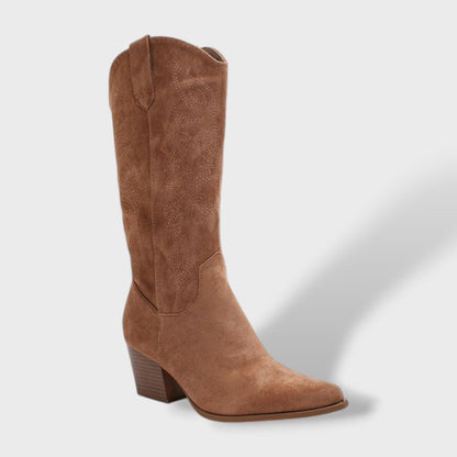 Dulce | Botas Cowboy de Camurça Mulher Cano Alto