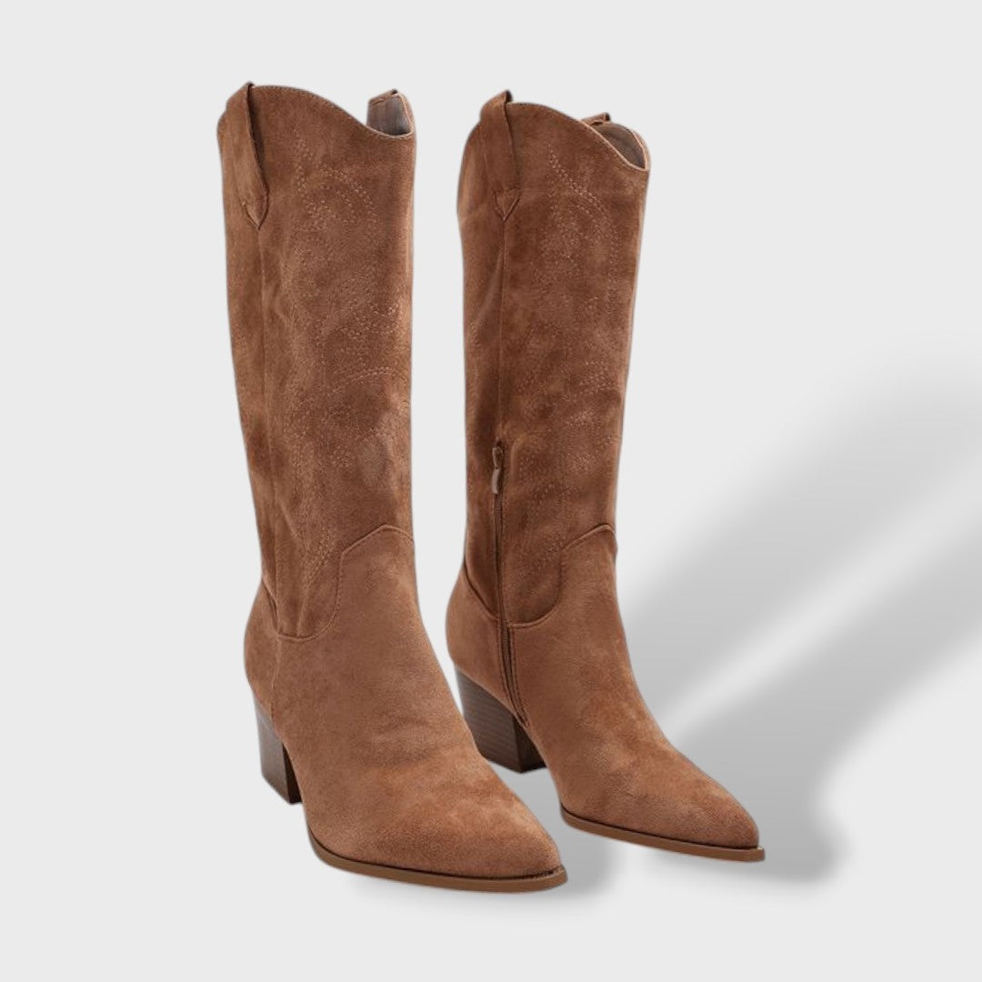 Dulce | Botas Cowboy de Camurça Mulher Cano Alto