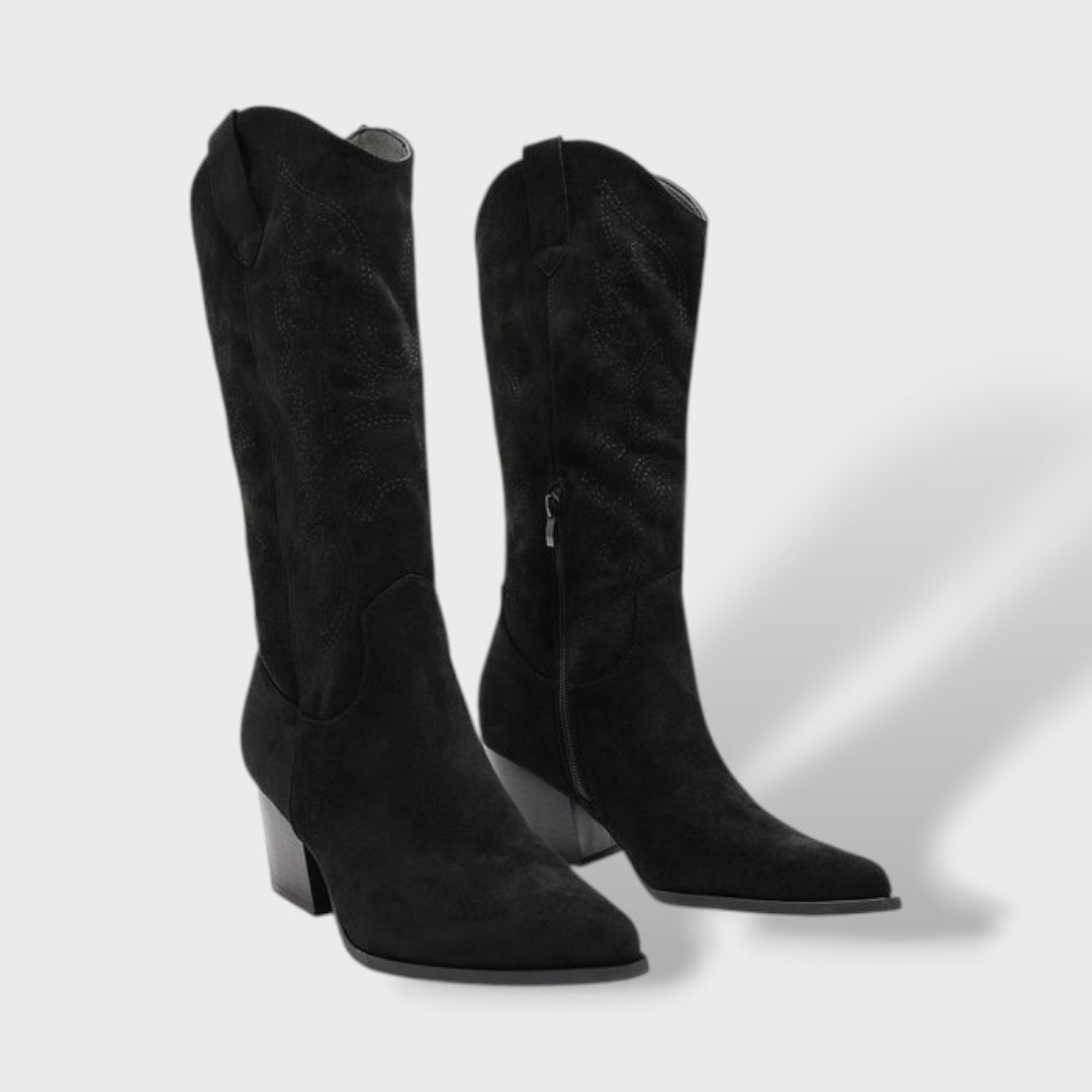 Dulce | Botas Cowboy de Camurça Mulher Cano Alto