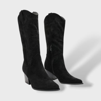 Dulce | Botas Cowboy de Camurça Mulher Cano Alto