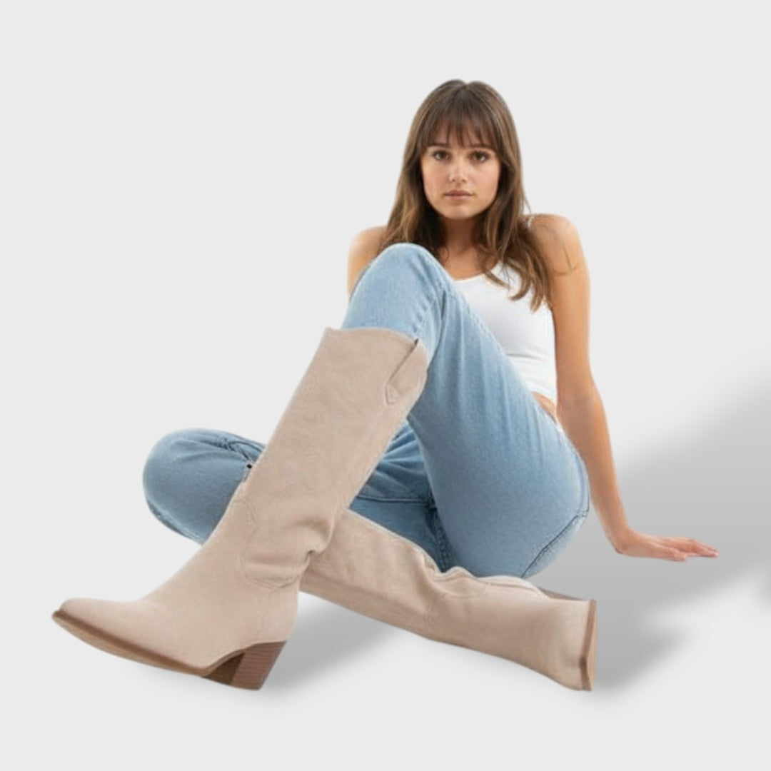 Dulce | Botas Cowboy de Camurça Mulher Cano Alto