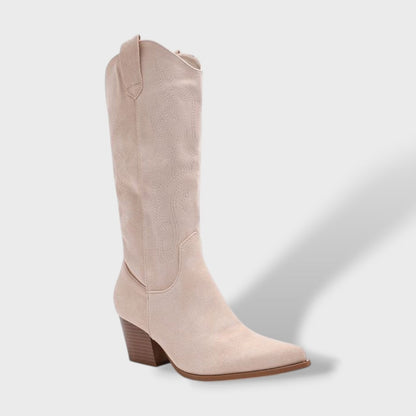 Dulce | Botas Cowboy de Camurça Mulher Cano Alto