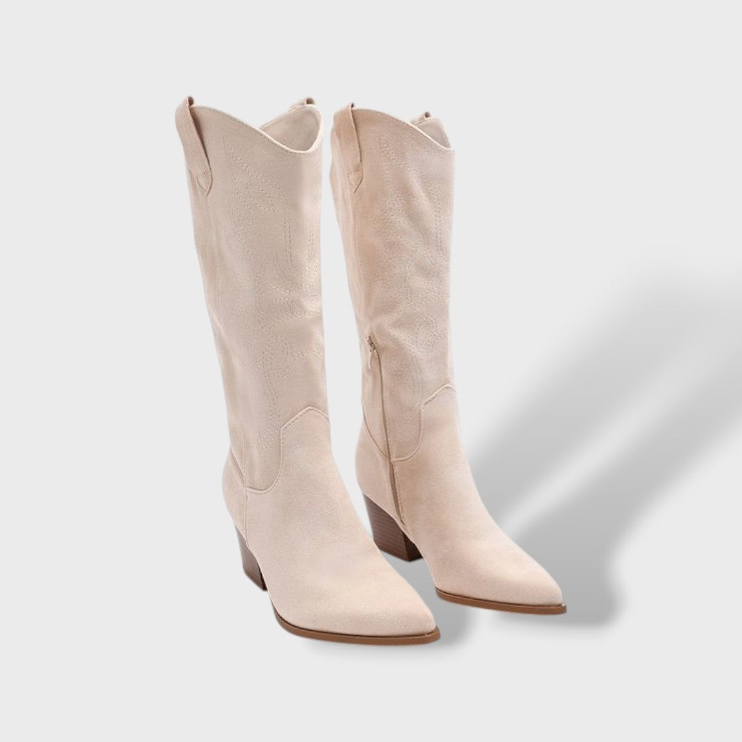 Dulce | Botas Cowboy de Camurça Mulher Cano Alto