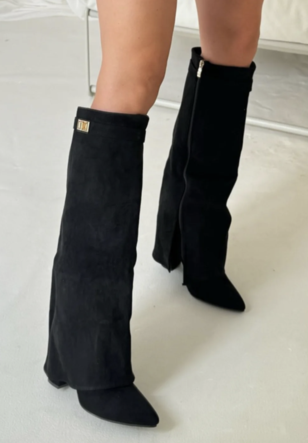 Elisabete | Botas Cano Alto Mulher Polipele Bico Fino Fivela Metálica