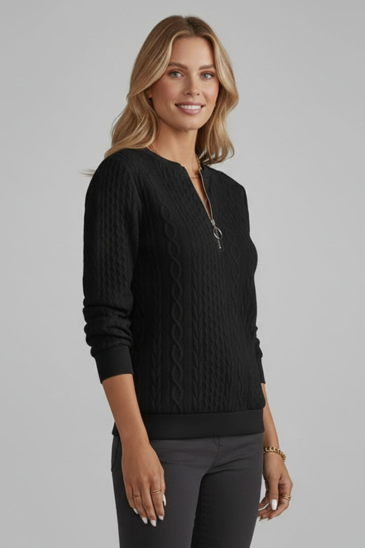 Elisabete | Camisola de Malha Tricô Mulher Gola com Zíper