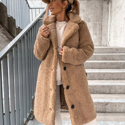 Elisabete | Casaco de Borreguinho Comprido Mulher Oversize