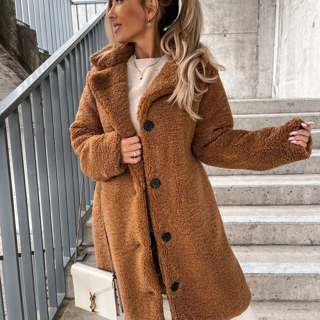 Elisabete | Casaco de Borreguinho Comprido Mulher Oversize