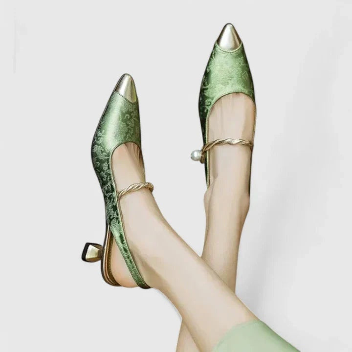 Elisabete | Stilettos Mulher Bico Fino Tira Estampado Floral