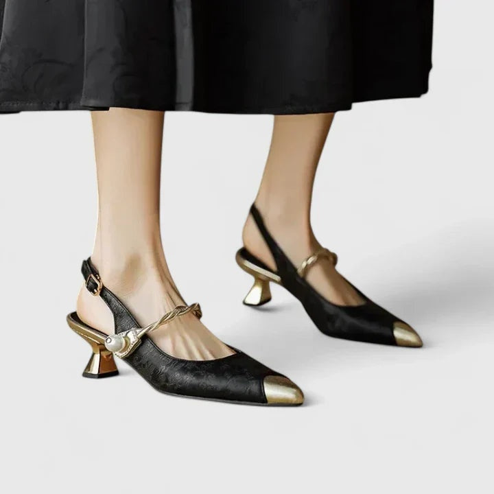 Elisabete | Stilettos Mulher Bico Fino Tira Estampado Floral
