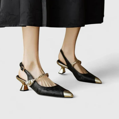 Elisabete | Stilettos Mulher Bico Fino Tira Estampado Floral