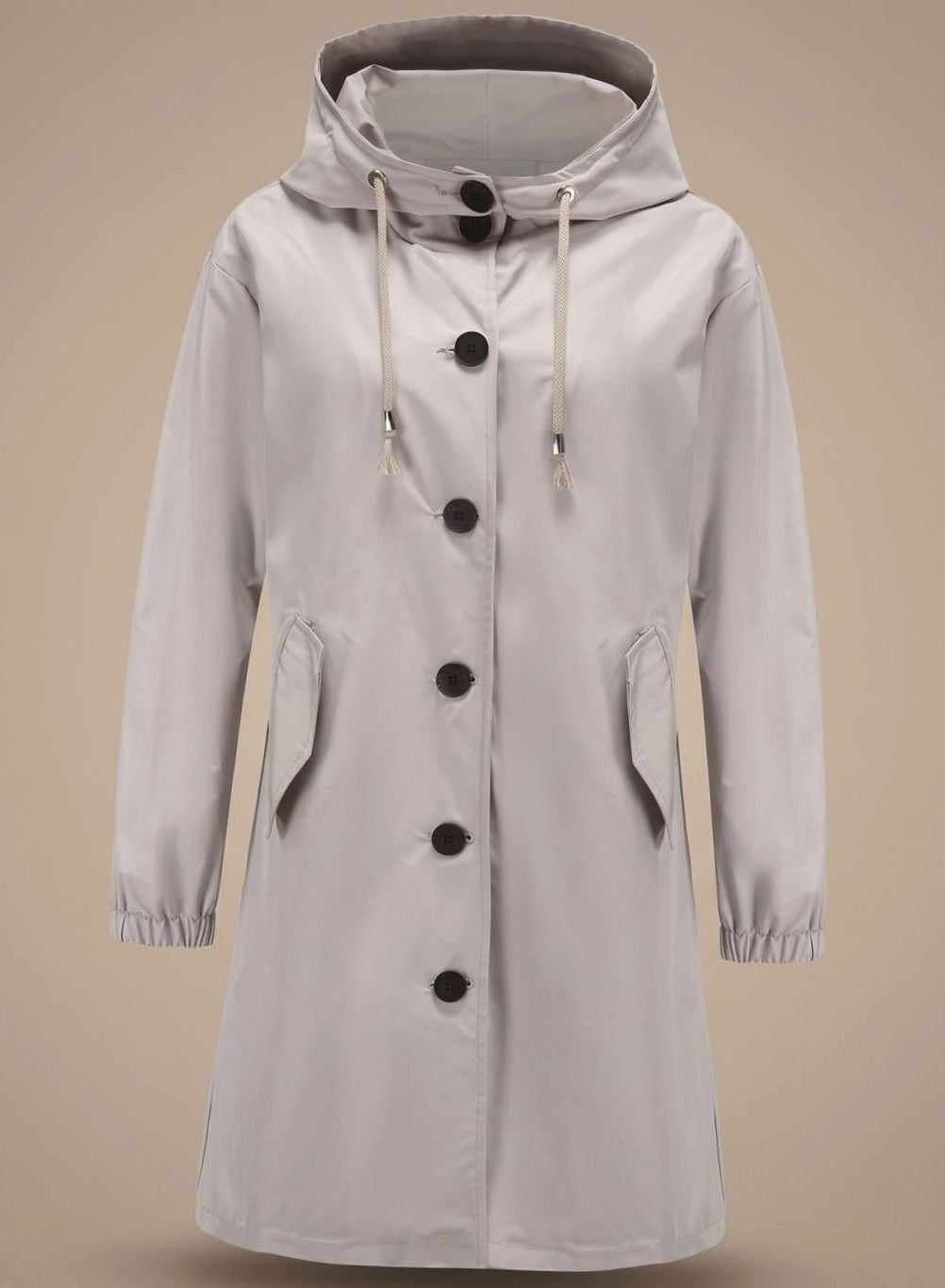 Elisabete | Trench Coat Impermeável Mulher com Capuz Botões