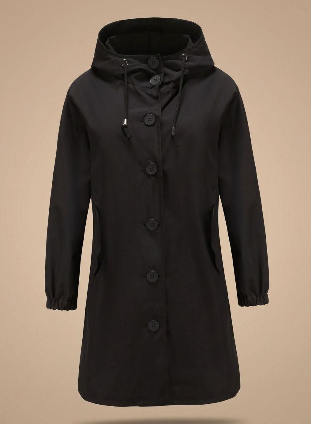 Elisabete | Trench Coat Impermeável Mulher com Capuz Botões
