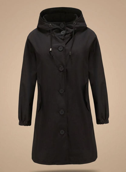Elisabete | Trench Coat Impermeável Mulher com Capuz Botões