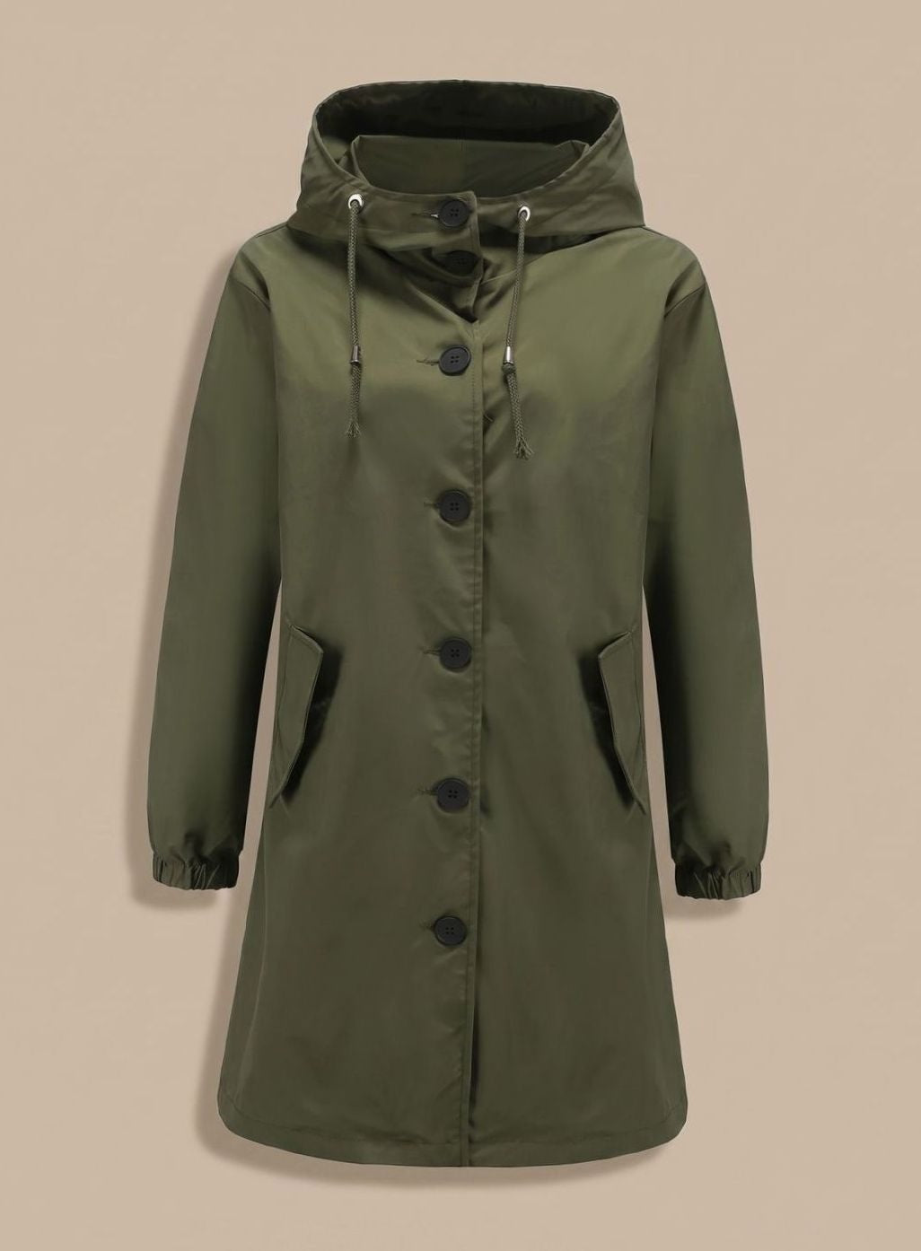 Elisabete | Trench Coat Impermeável Mulher com Capuz Botões