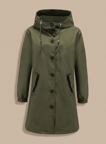 Elisabete | Trench Coat Impermeável Mulher com Capuz Botões