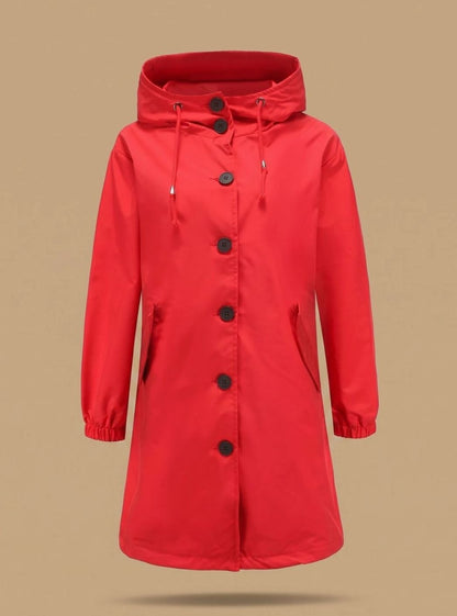 Elisabete | Trench Coat Impermeável Mulher com Capuz Botões
