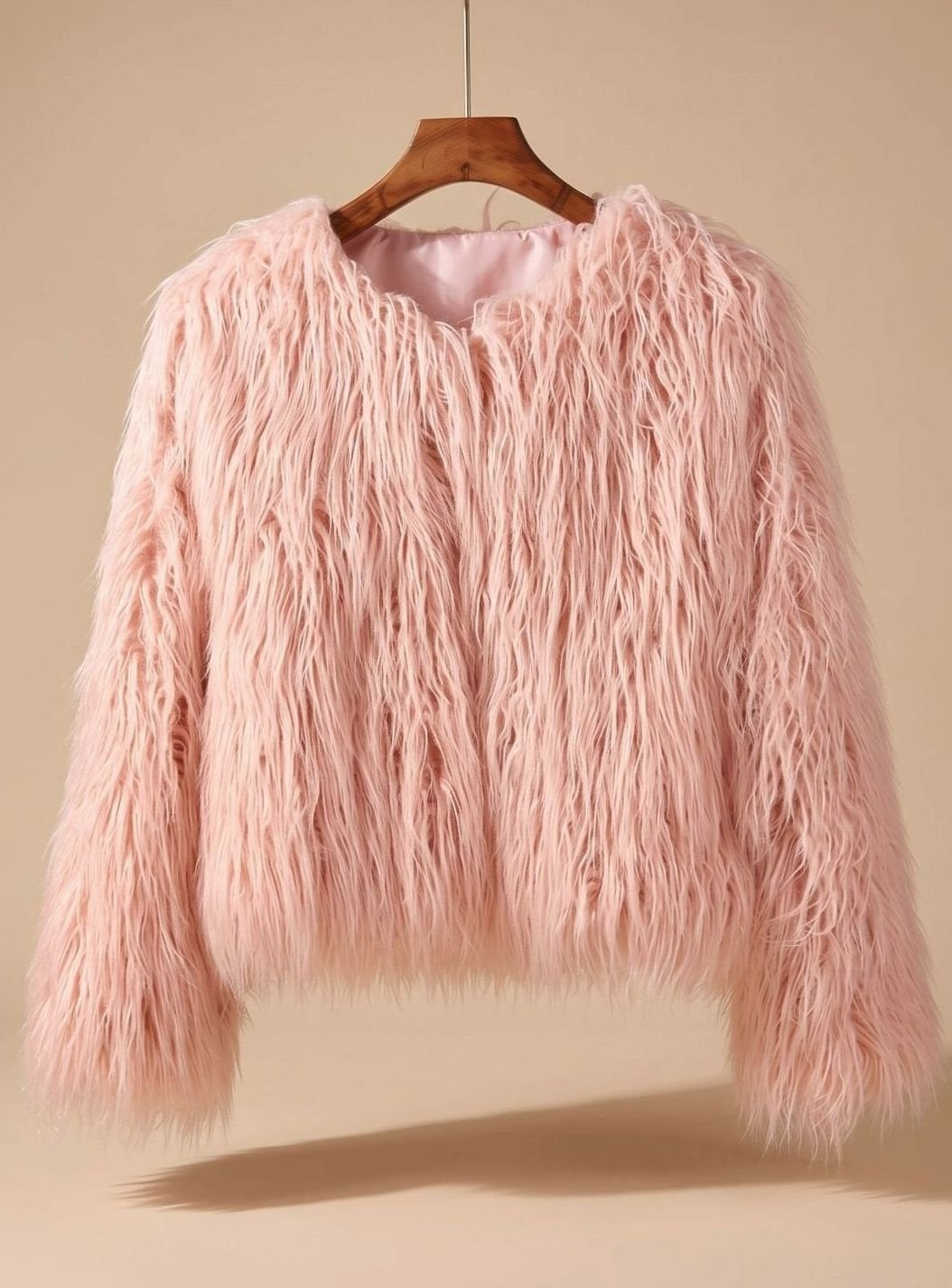 Nina | Women's Cropped Shaggy Faux Fur Coat Long Pile Fluffy Jacket