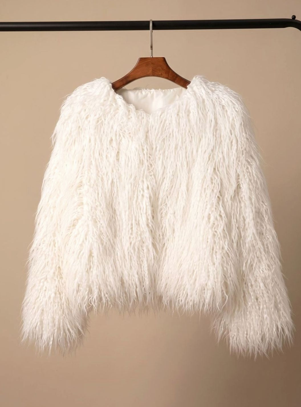 Nina | Women's Cropped Shaggy Faux Fur Coat Long Pile Fluffy Jacket