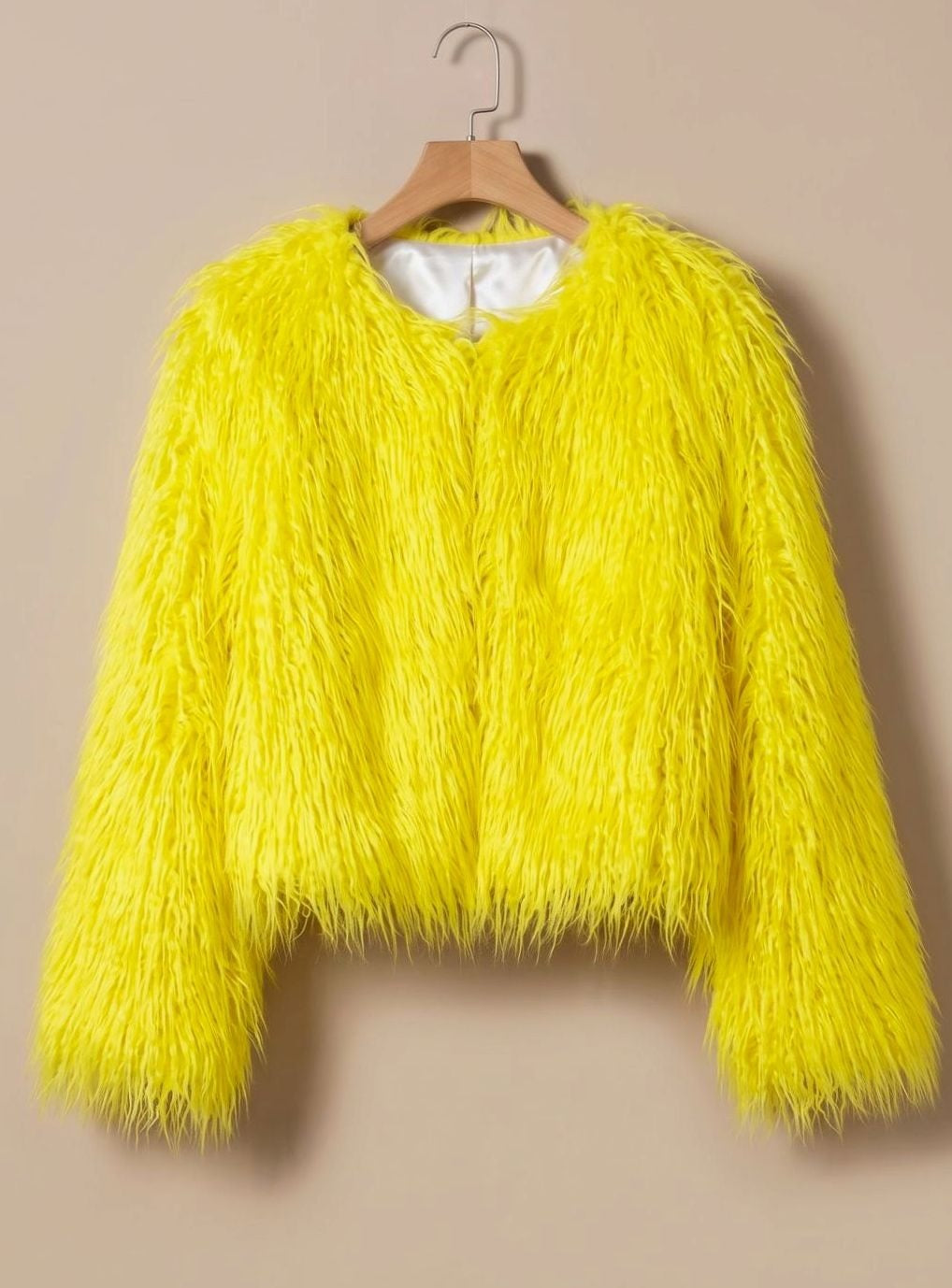 Nina | Women's Cropped Shaggy Faux Fur Coat Long Pile Fluffy Jacket