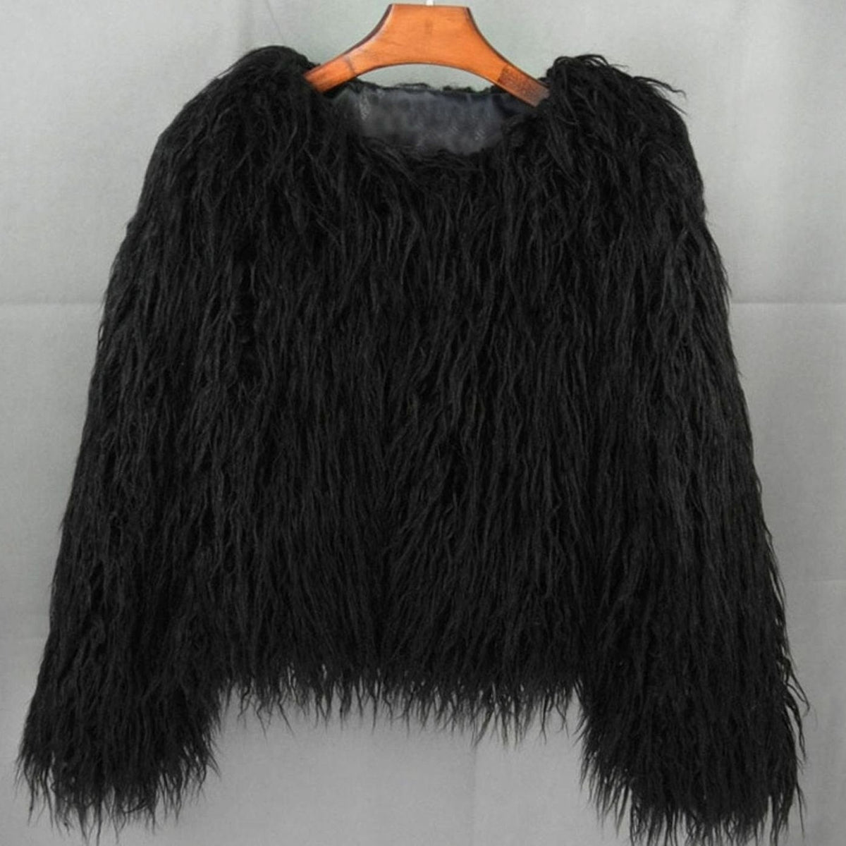 Nina | Women's Cropped Shaggy Faux Fur Coat Long Pile Fluffy Jacket