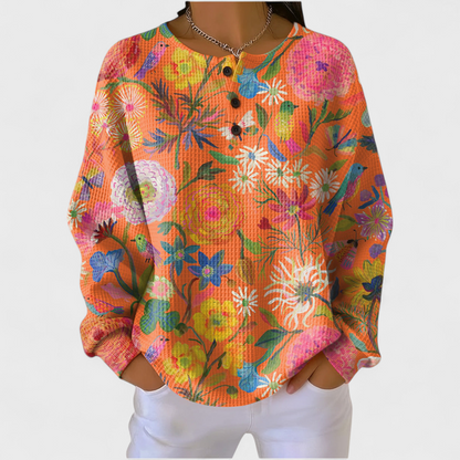Eva | Sweatshirt Mulher Estampado Natalino Manga Longa Waffle