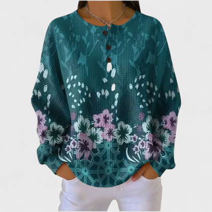 Eva | Sweatshirt Mulher Estampado Natalino Manga Longa Waffle