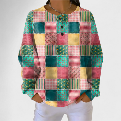 Eva | Sweatshirt Mulher Estampado Natalino Manga Longa Waffle