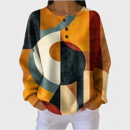 Eva | Sweatshirt Mulher Estampado Natalino Manga Longa Waffle