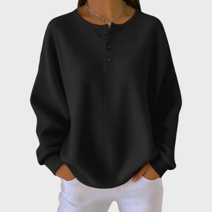 Eva | Sweatshirt Mulher Estampado Natalino Manga Longa Waffle