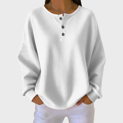 Eva | Sweatshirt Mulher Estampado Natalino Manga Longa Waffle