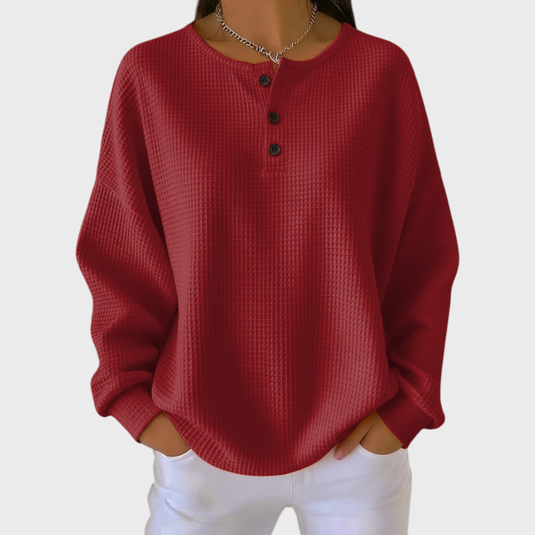 Eva | Sweatshirt Mulher Estampado Natalino Manga Longa Waffle