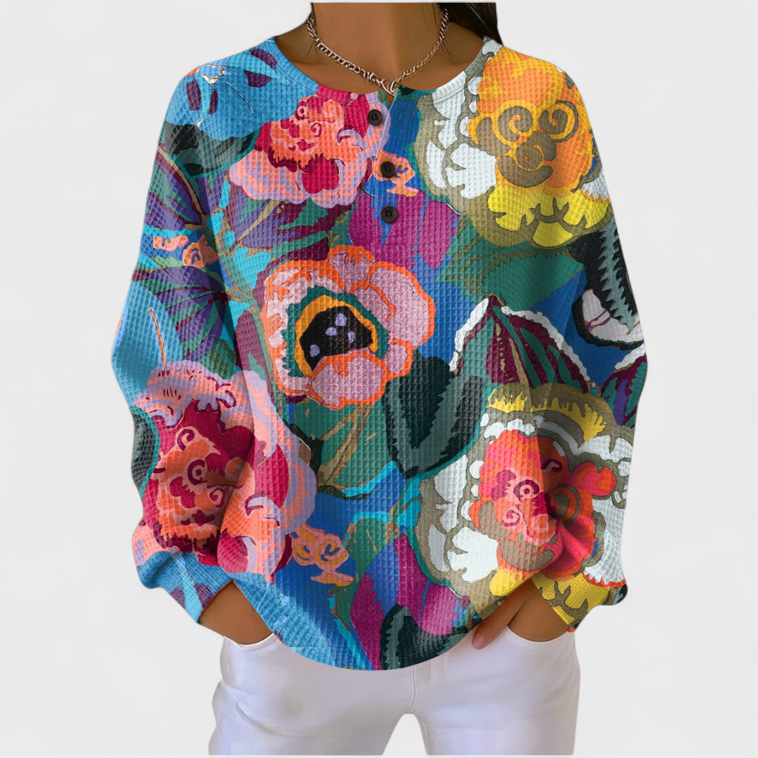 Eva | Sweatshirt Mulher Estampado Natalino Manga Longa Waffle