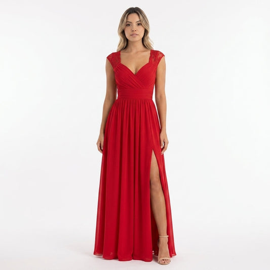 Evangeline | Women's Holiday Party Dress Evening Gown with Slit