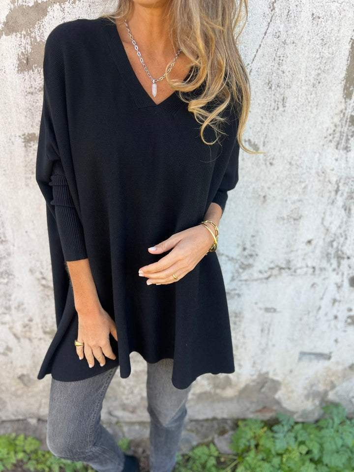 Fernanda | Camisola de Malha Oversize Mulher Decote V