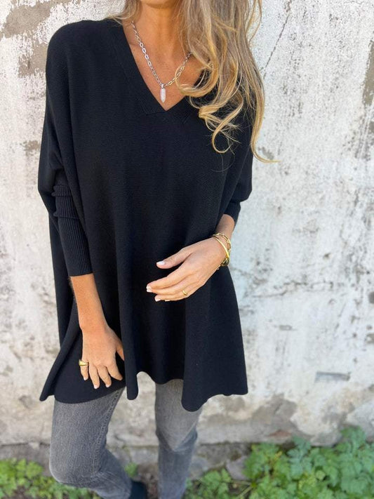 Fernanda | Camisola de Malha Oversize Mulher Decote V