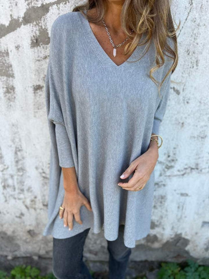 Fernanda | Camisola de Malha Oversize Mulher Decote V