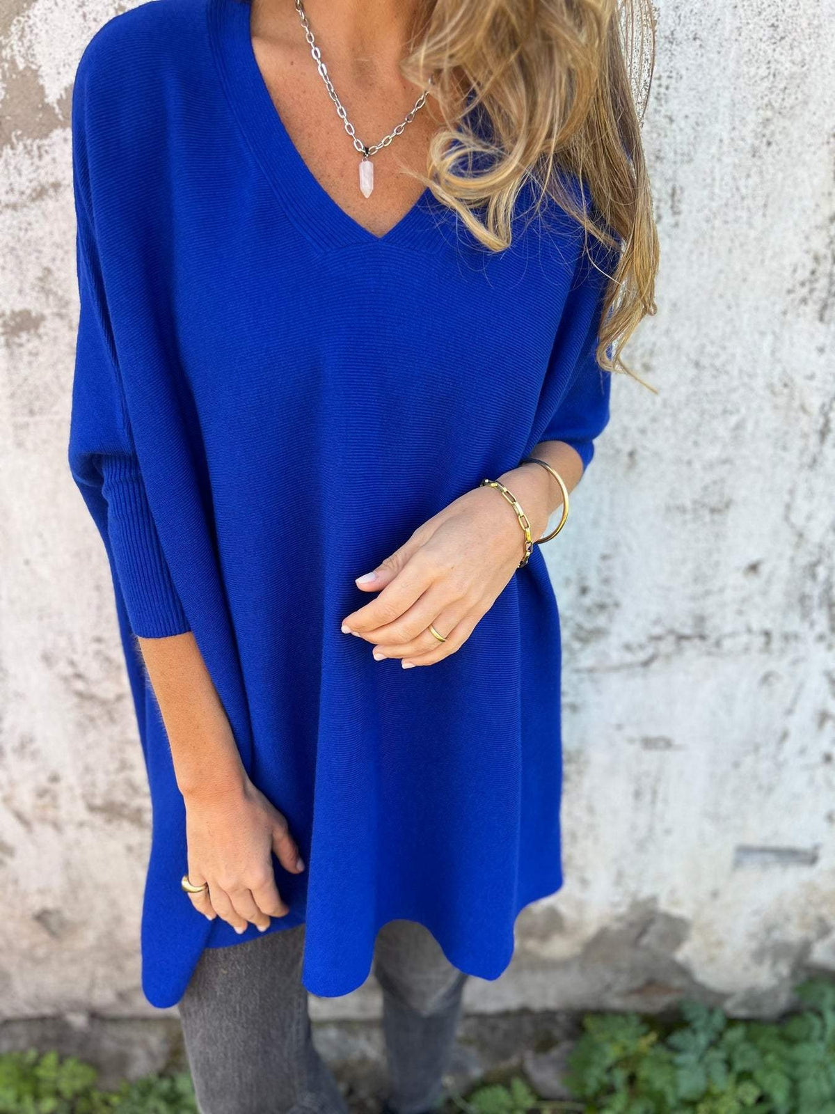 Fernanda | Camisola de Malha Oversize Mulher Decote V