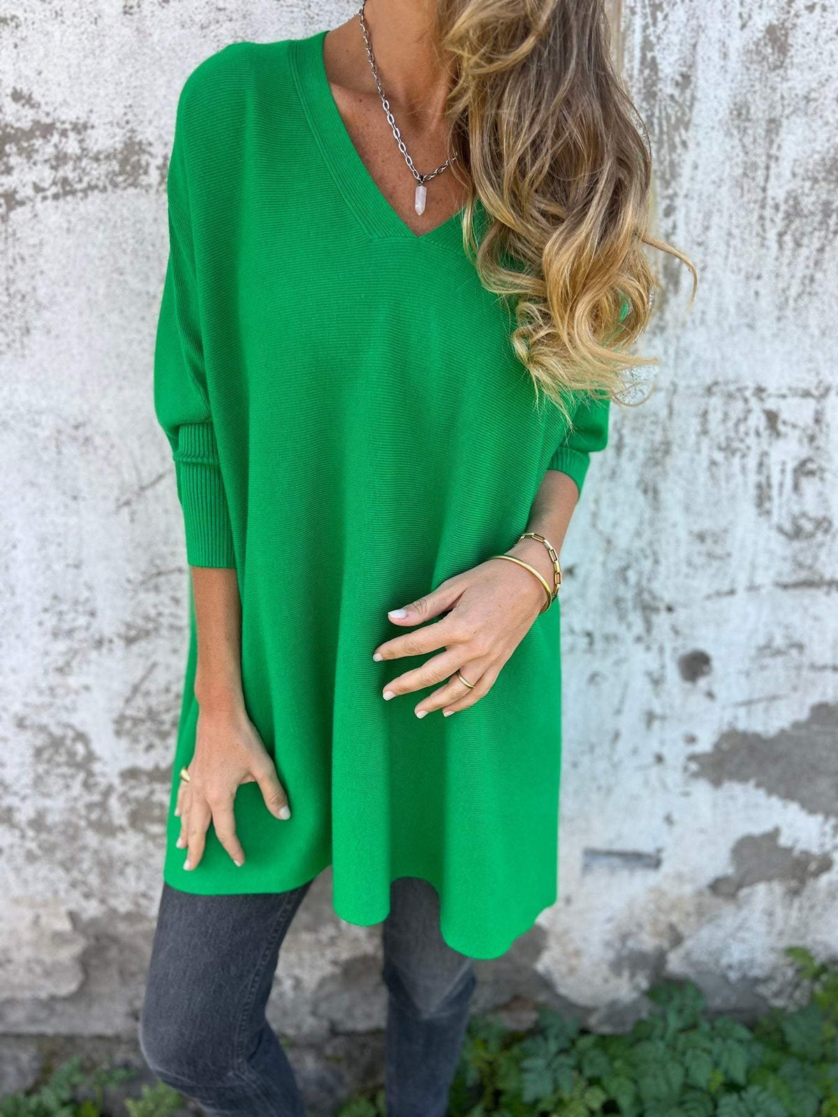 Fernanda | Camisola de Malha Oversize Mulher Decote V