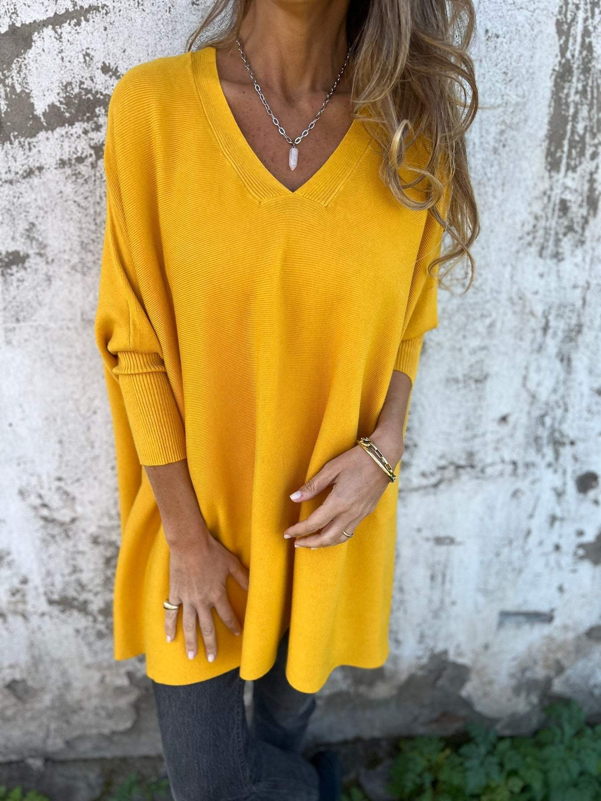 Fernanda | Camisola de Malha Oversize Mulher Decote V