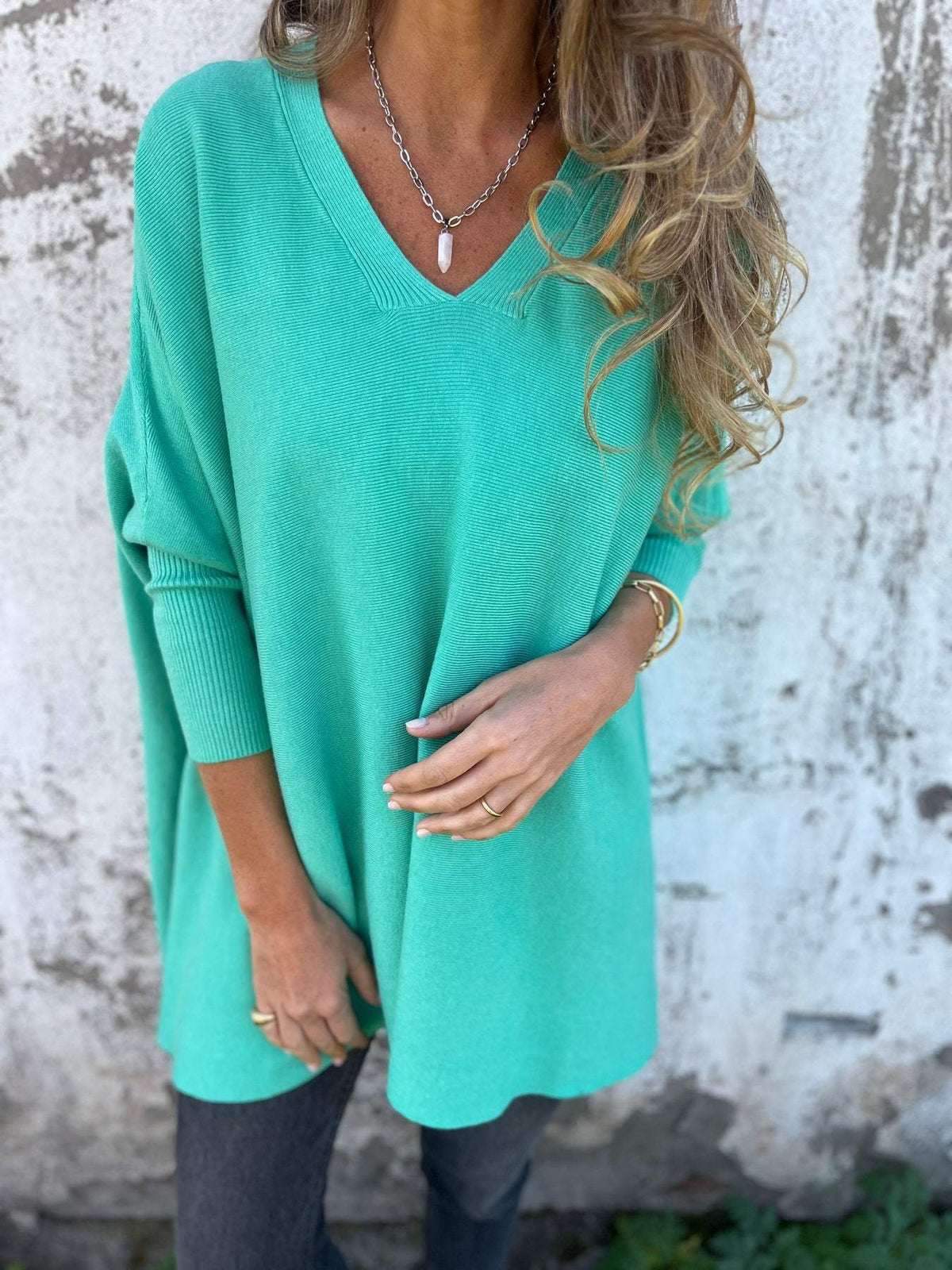 Fernanda | Camisola de Malha Oversize Mulher Decote V