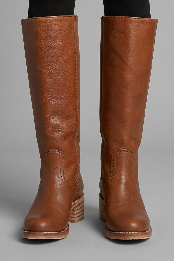 Filipa | Botas Cano Alto Mulher de Pele Biqueira Redonda