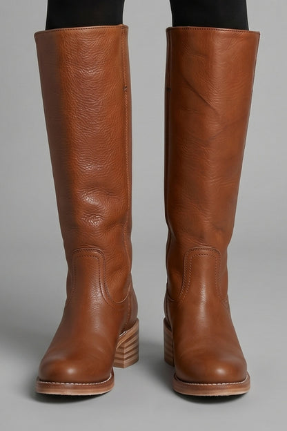 Filipa | Botas Cano Alto Mulher de Pele Biqueira Redonda