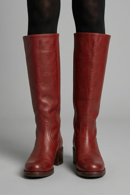 Filipa | Botas Cano Alto Mulher de Pele Biqueira Redonda