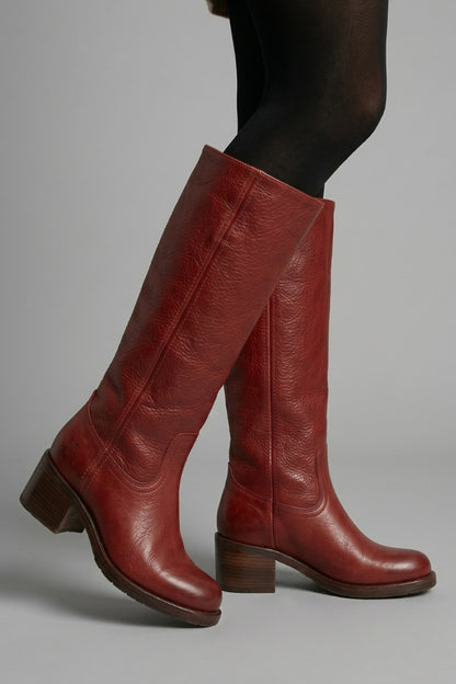 Filipa | Botas Cano Alto Mulher de Pele Biqueira Redonda