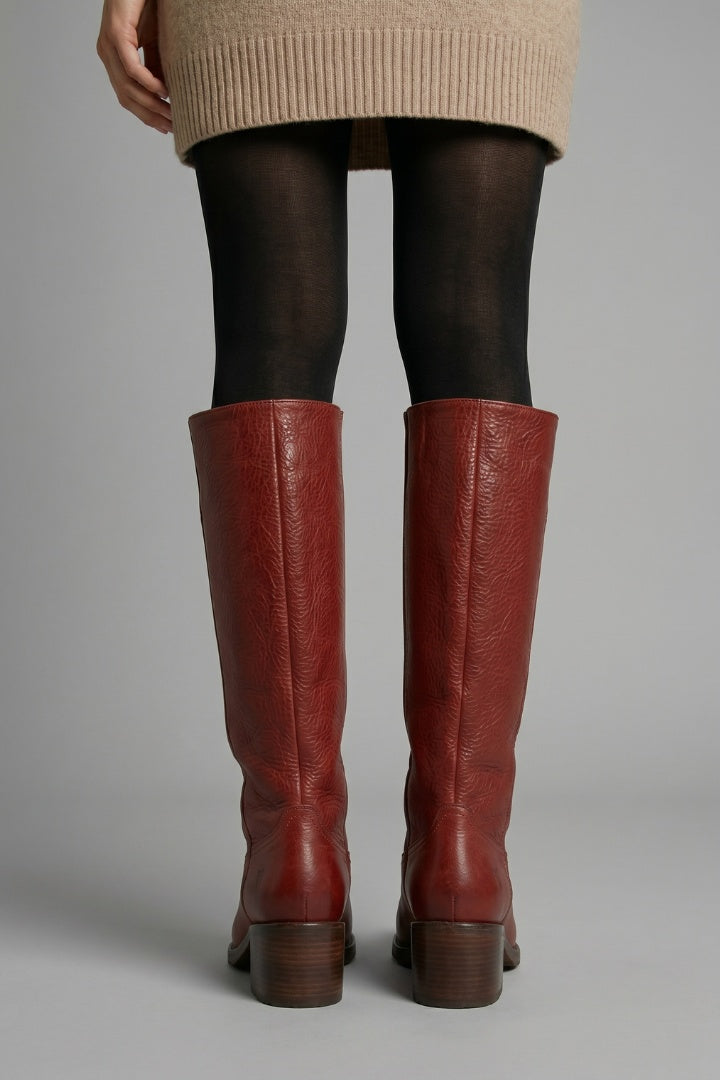 Filipa | Botas Cano Alto Mulher de Pele Biqueira Redonda
