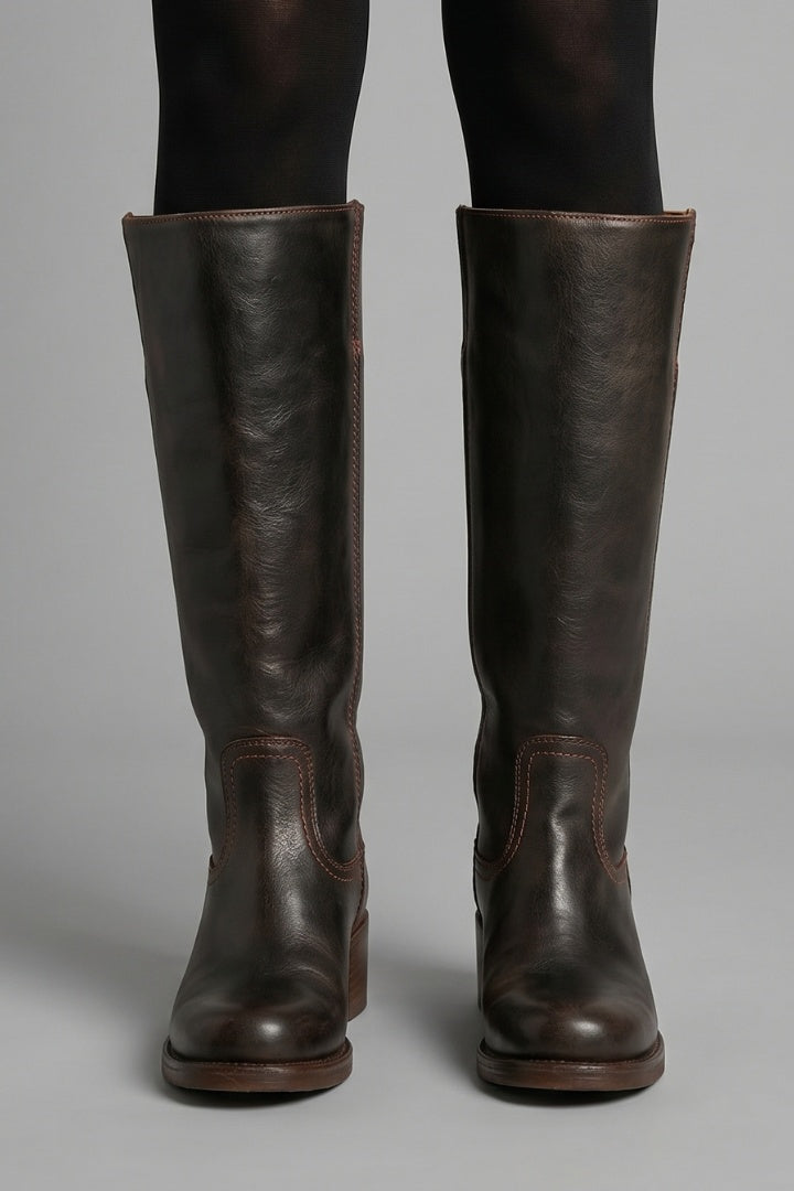 Filipa | Botas Cano Alto Mulher de Pele Biqueira Redonda