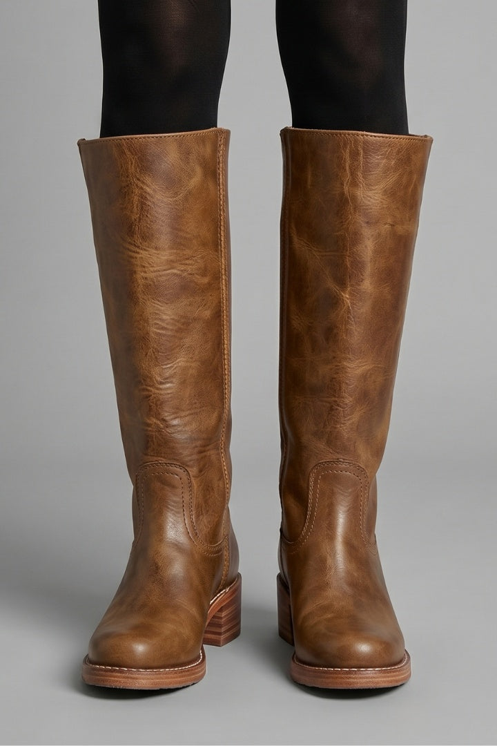Filipa | Botas Cano Alto Mulher de Pele Biqueira Redonda